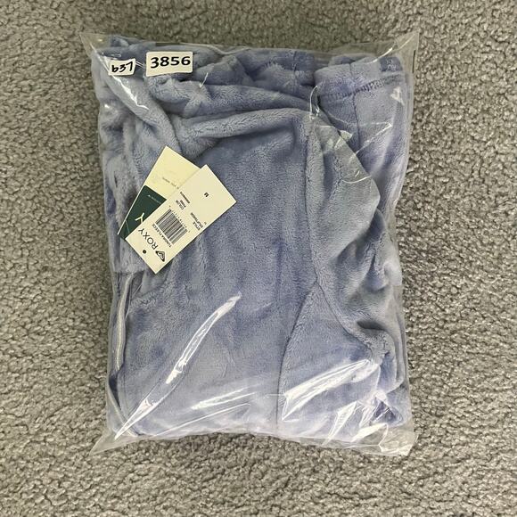 Roxy Tundra Warm Fleece Jacket Womens M Light Blue Zip Up Fuzzy Stand Collar NWT - Picture 10 of 10